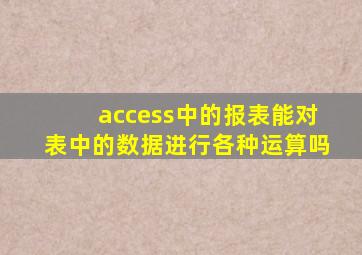 access中的报表能对表中的数据进行各种运算吗
