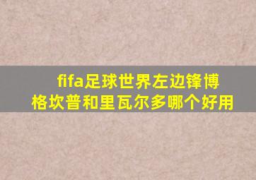fifa足球世界左边锋博格坎普和里瓦尔多哪个好用