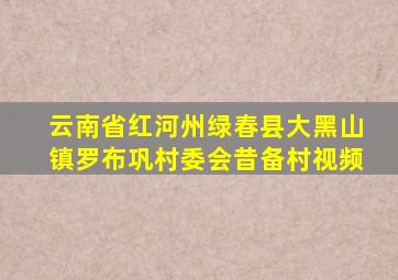 云南省红河州绿春县大黑山镇罗布巩村委会昔备村视频