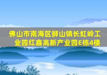 佛山市南海区狮山镇长虹岭工业园红鑫高新产业园E栋4楼