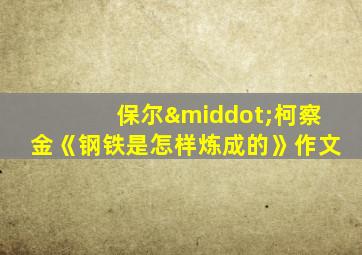 保尔·柯察金《钢铁是怎样炼成的》作文