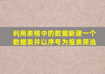 利用表格中的数据新建一个数据表并以序号为报表筛选