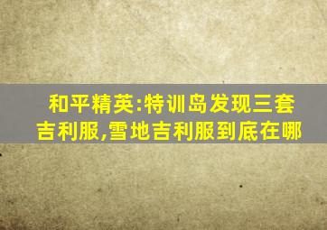 和平精英:特训岛发现三套吉利服,雪地吉利服到底在哪