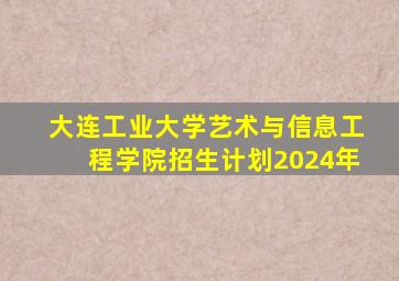大连工业大学艺术与信息工程学院招生计划2024年