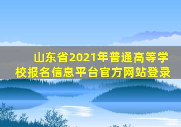 山东省2021年普通高等学校报名信息平台官方网站登录