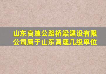 山东高速公路桥梁建设有限公司属于山东高速几级单位