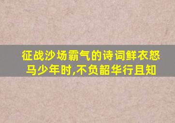 征战沙场霸气的诗词鲜衣怒马少年时,不负韶华行且知