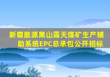新疆能源黑山露天煤矿生产辅助系统EPC总承包公开招标