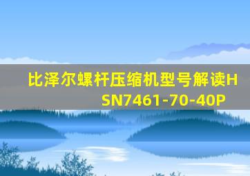 比泽尔螺杆压缩机型号解读HSN7461-70-40P