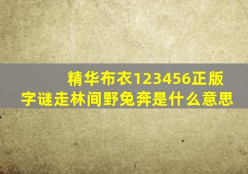 精华布衣123456正版字谜走林间野兔奔是什么意思