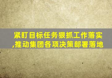 紧盯目标任务狠抓工作落实,推动集团各项决策部署落地